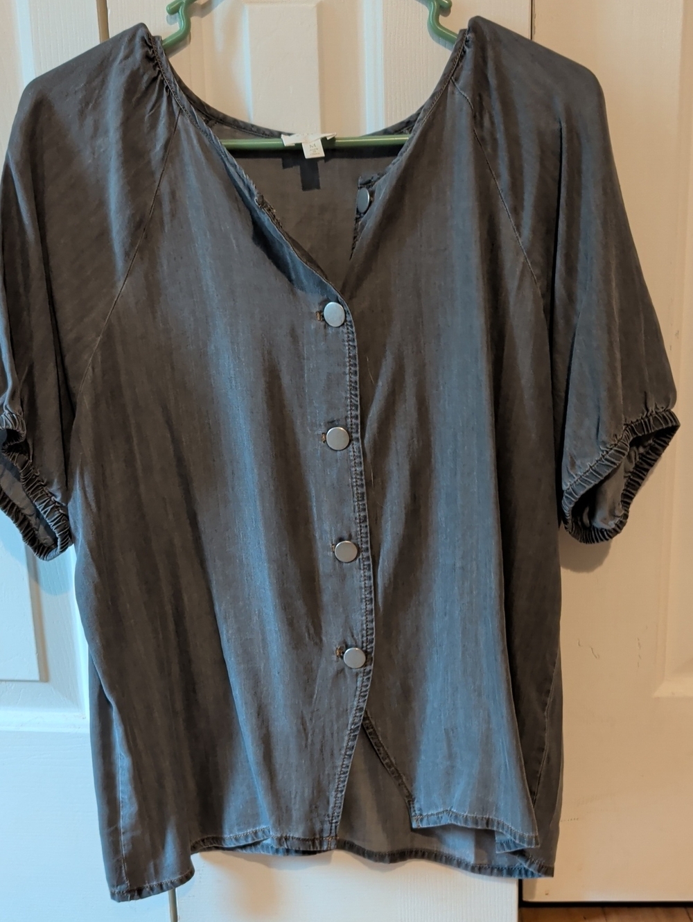 Cyrus Washed Charcoal Button-Front Top Size Medium